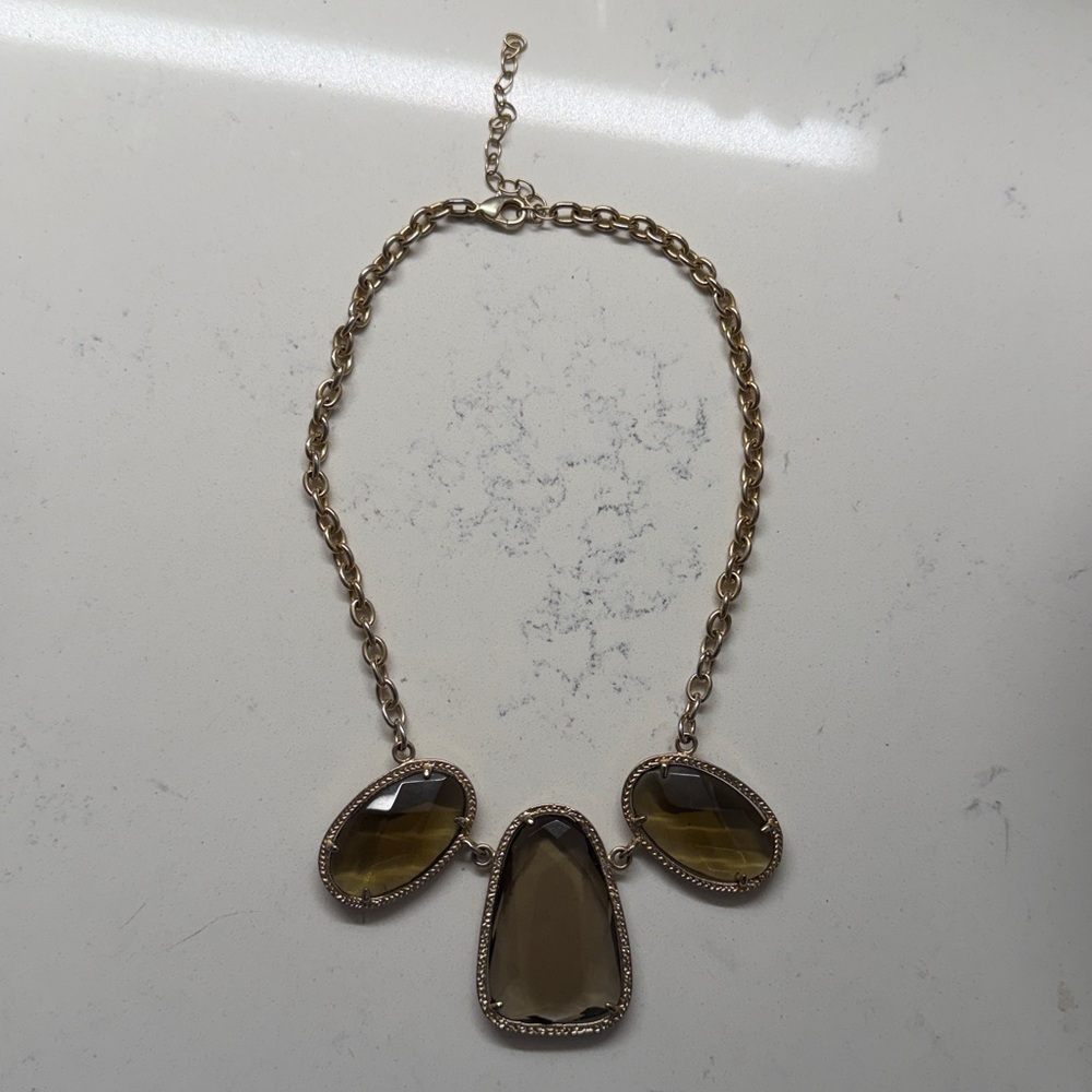 ONE OF A KIND RARE Kendra Scott Vintage Statement Necklace Gold Smoky Topaz - Picture 3 of 10